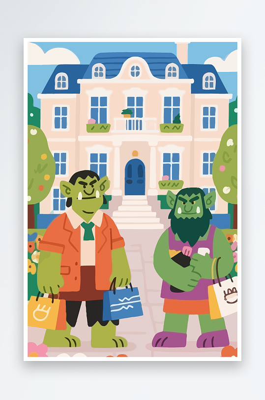 卡通兽人图标矢量插画图形元素-众图网