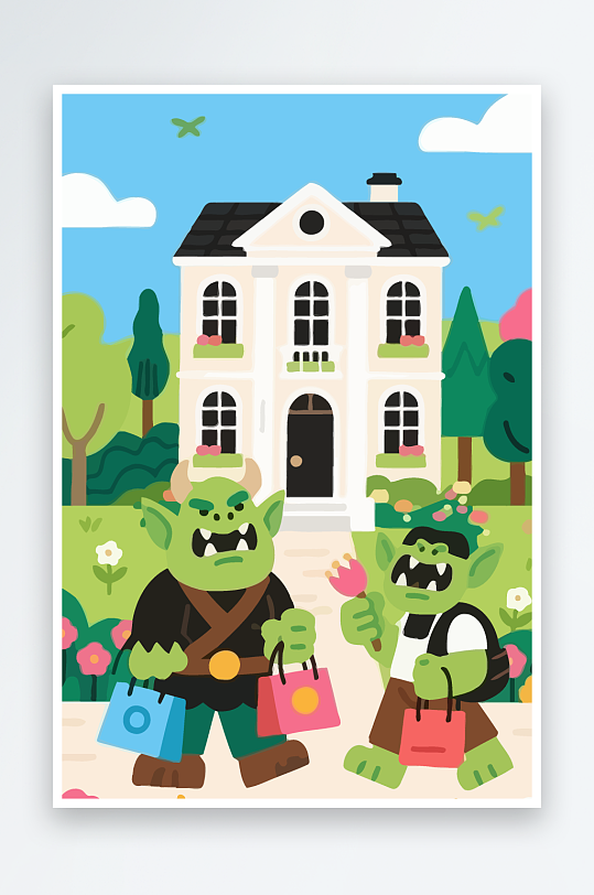 卡通兽人图标矢量插画图形元素-众图网