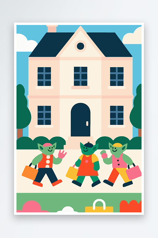 卡通兽人图标矢量插画图形元素-众图网