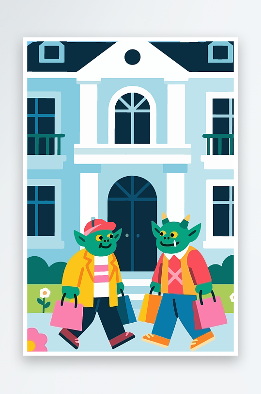 卡通兽人图标矢量插画图形元素-众图网