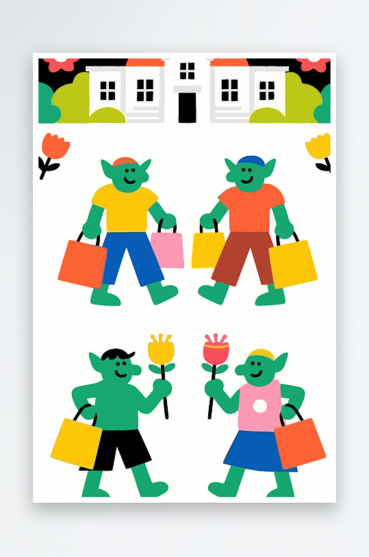 卡通兽人图标矢量插画图形元素-众图网