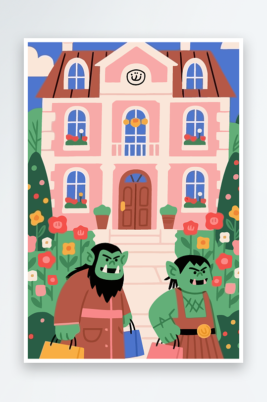 卡通兽人图标矢量插画图形元素-众图网