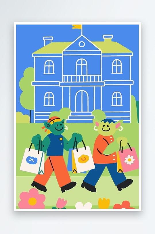 卡通兽人图标矢量插画图形元素-众图网