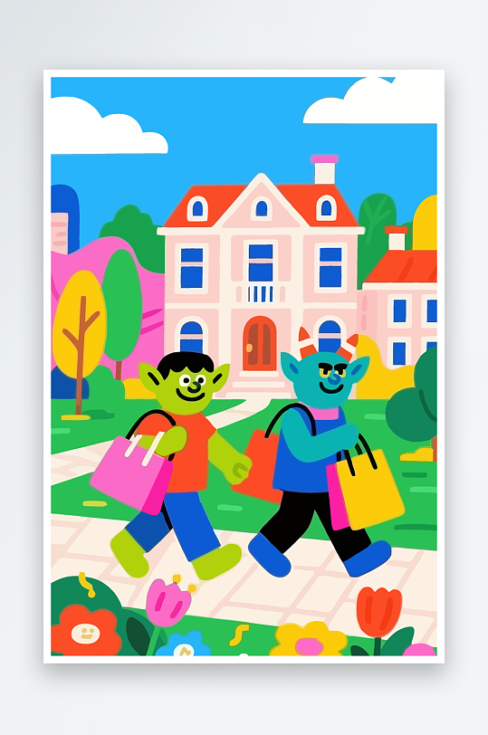 卡通兽人图标矢量插画图形元素-众图网