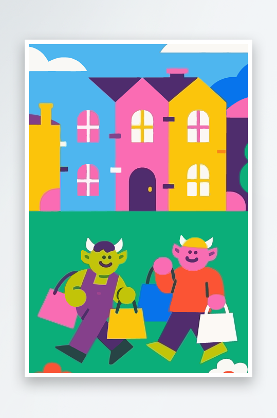 卡通兽人图标矢量插画图形元素-众图网