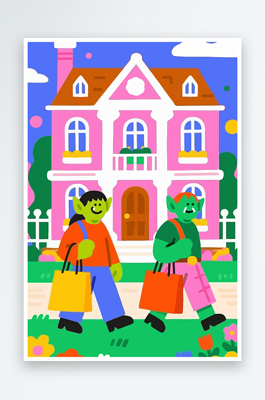 卡通兽人图标矢量插画图形元素-众图网