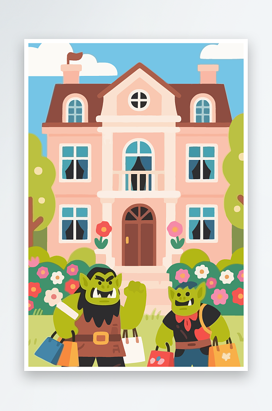 卡通兽人图标矢量插画图形元素-众图网