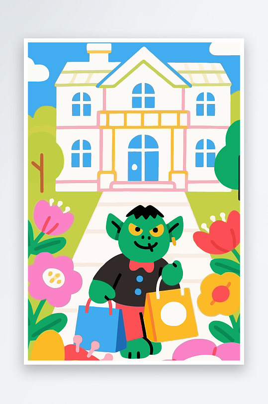 卡通兽人图标矢量插画图形元素-众图网