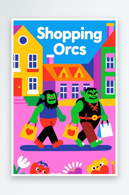 卡通兽人矢量插画图形元素-众图网