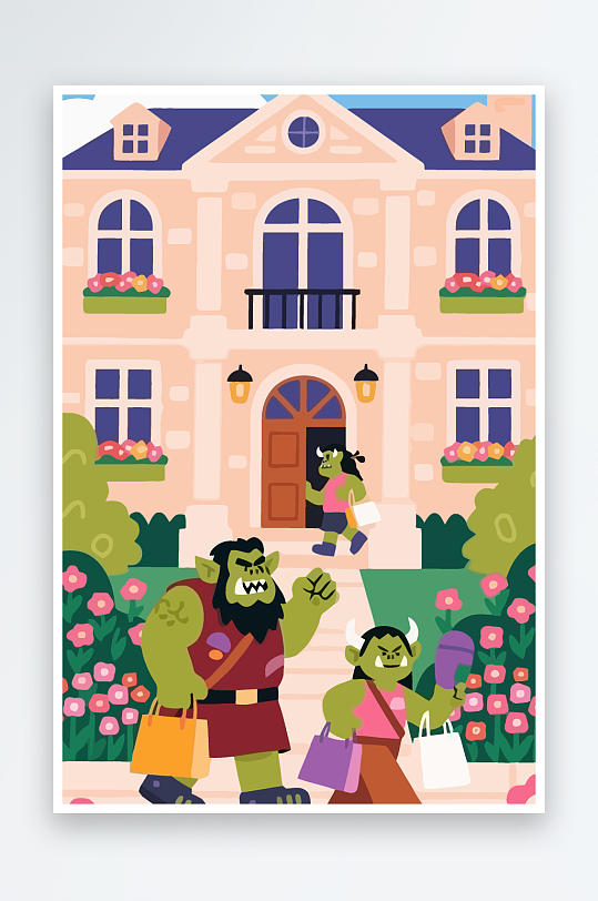 卡通兽人图标矢量插画图形元素-众图网