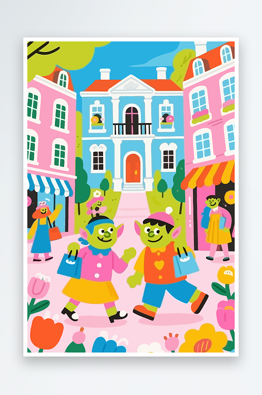 卡通兽人图标矢量插画图形元素-众图网