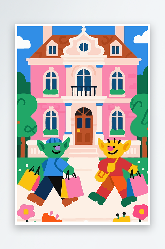 卡通兽人图标矢量插画图形元素-众图网