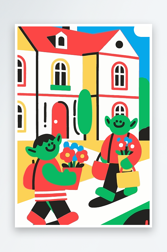 卡通兽人图标矢量插画图形元素-众图网