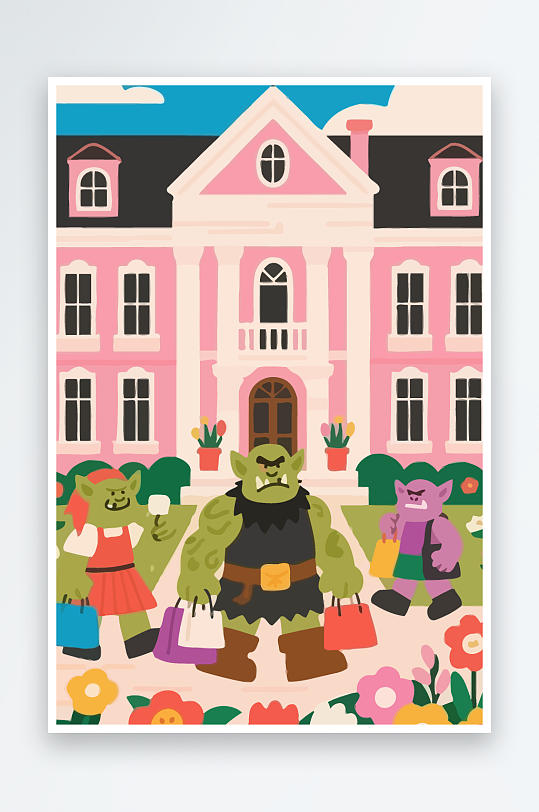 卡通兽人图标矢量插画图形元素-众图网