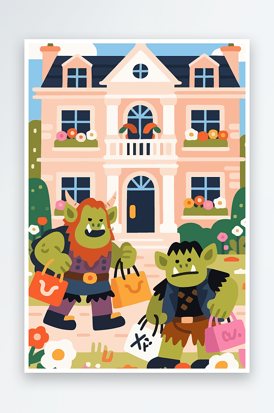 卡通兽人图标矢量插画图形元素-众图网