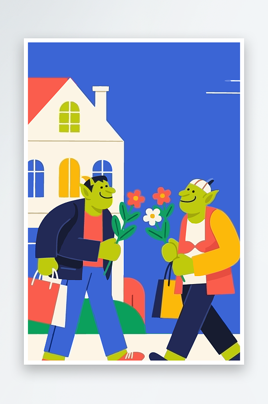 卡通兽人图标矢量插画图形元素-众图网