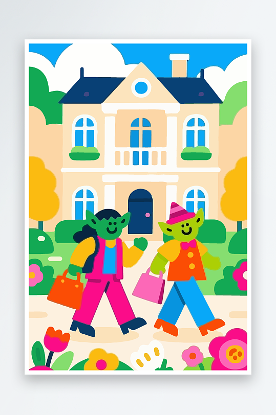 卡通兽人图标矢量插画图形元素-众图网