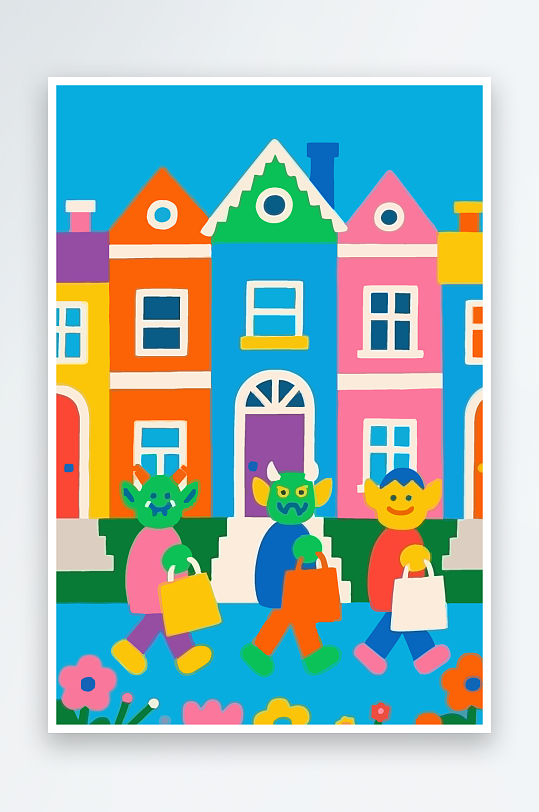 卡通兽人图标矢量插画图形元素-众图网