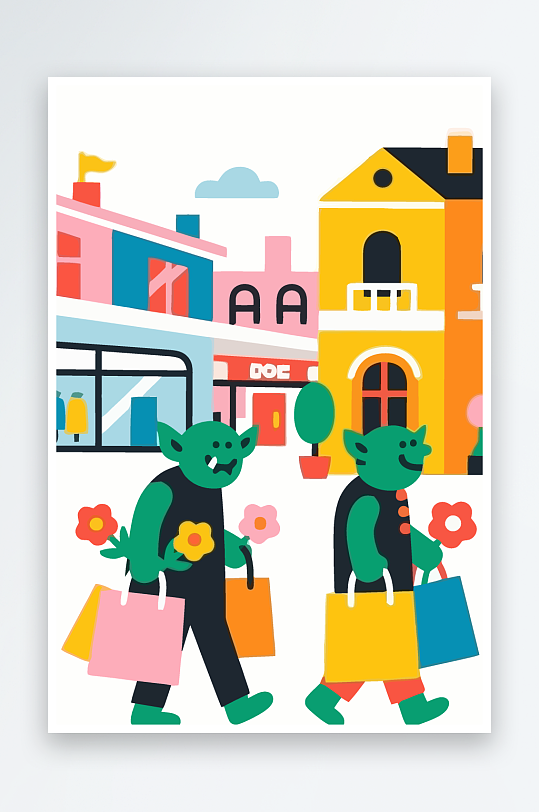 卡通兽人图标矢量插画图形元素-众图网