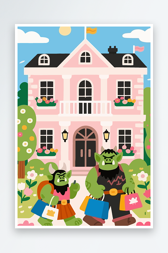 卡通兽人图标矢量插画图形元素-众图网