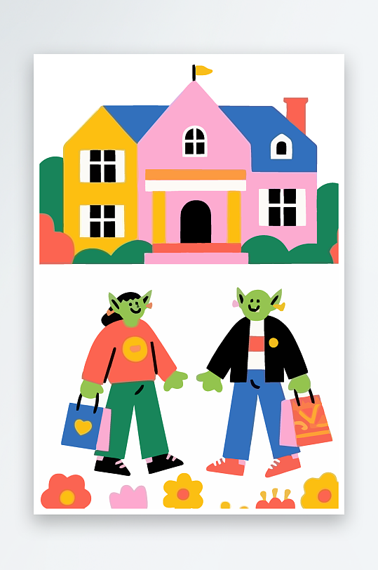 卡通兽人图标矢量插画图形元素-众图网