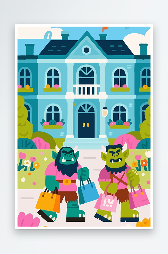 卡通兽人图标矢量插画图形元素-众图网