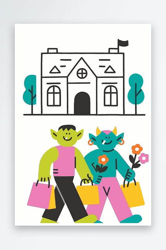 卡通兽人图标矢量插画图形元素-众图网