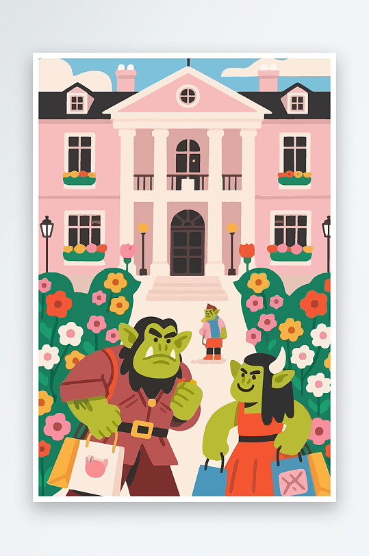 卡通兽人图标矢量插画图形元素-众图网