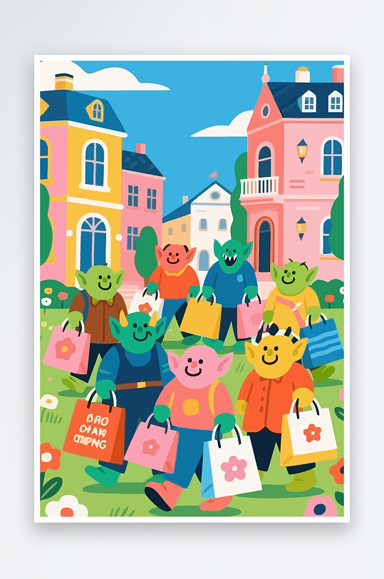 卡通兽人图标矢量插画图形元素-众图网