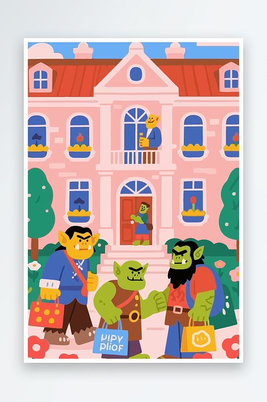 卡通兽人图标矢量插画图形元素-众图网