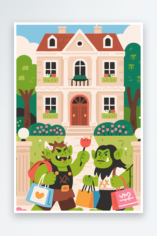 卡通兽人图标矢量插画图形元素-众图网