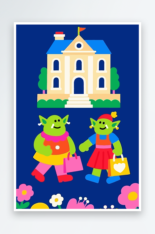 卡通兽人图标矢量插画图形元素-众图网