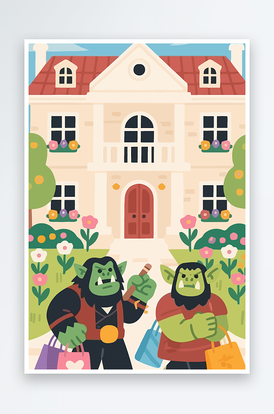 卡通兽人图标矢量插画图形元素-众图网