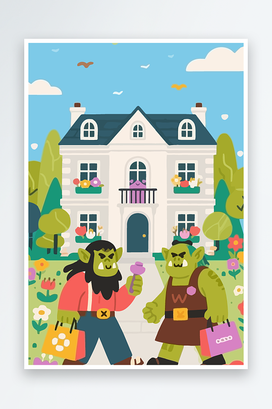 卡通兽人图标矢量插画图形元素-众图网