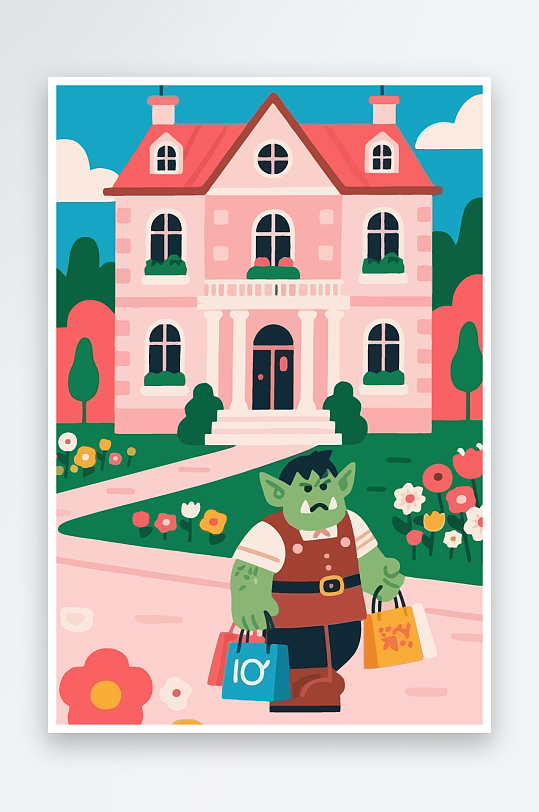 卡通兽人图标矢量插画图形元素-众图网