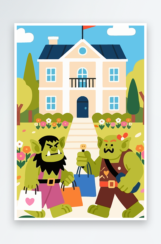 卡通兽人图标矢量插画图形元素-众图网