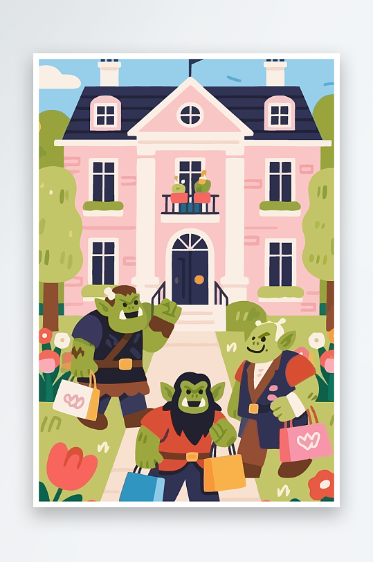 卡通兽人图标矢量插画图形元素-众图网