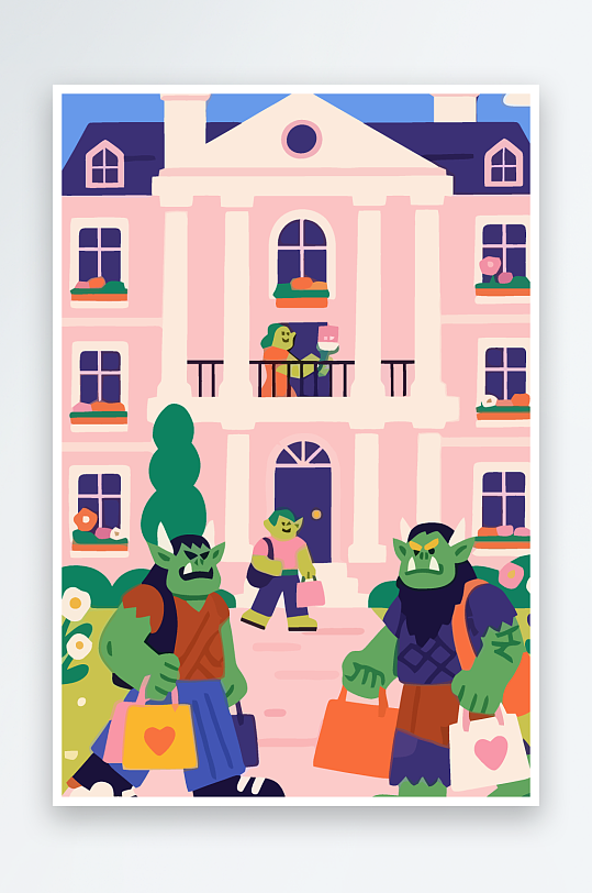 卡通兽人图标矢量插画图形元素-众图网