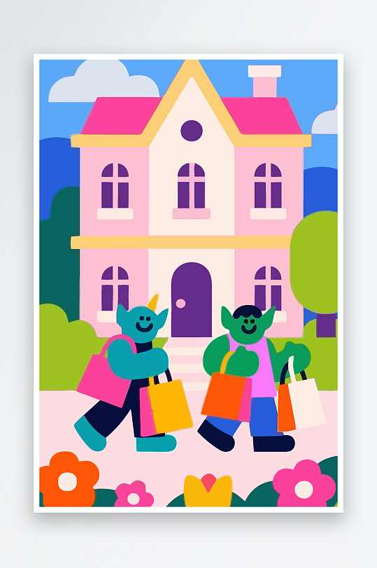 卡通兽人图标矢量插画图形元素-众图网