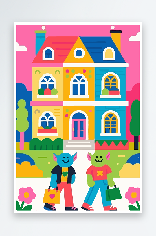 卡通兽人图标矢量插画图形元素-众图网