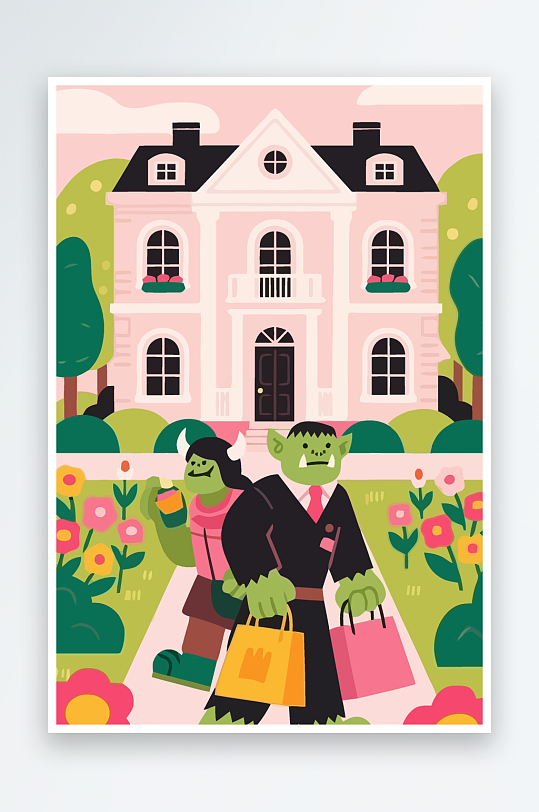 卡通兽人图标矢量插画图形元素-众图网