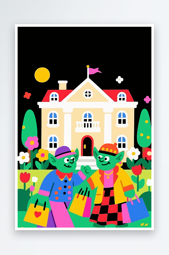 卡通兽人图标矢量插画图形元素-众图网