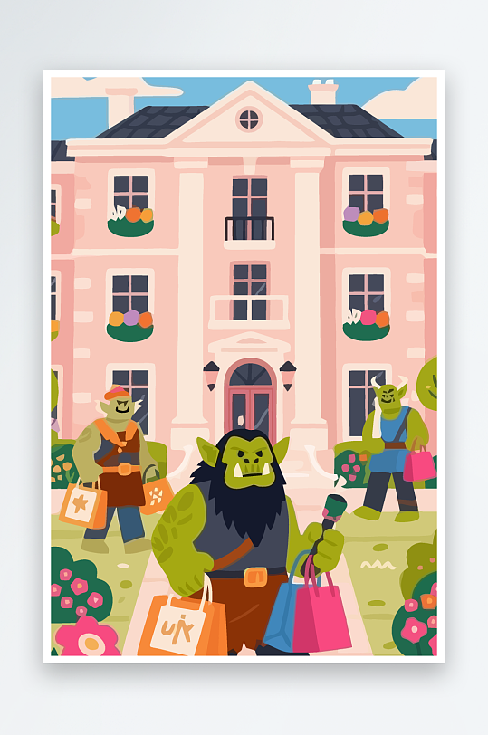 卡通兽人图标矢量插画图形元素-众图网