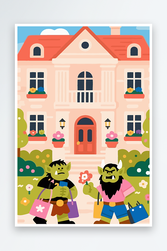 卡通兽人图标矢量插画图形元素-众图网