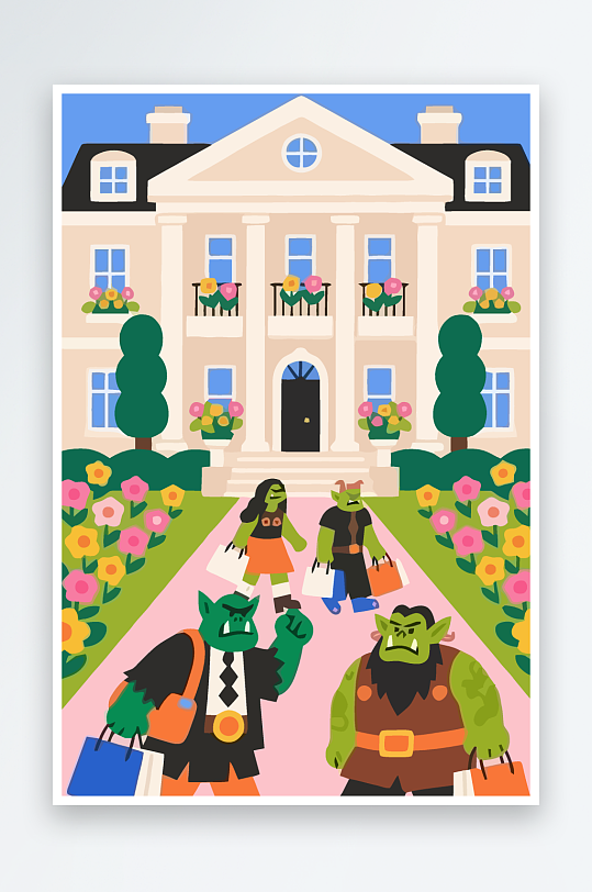 卡通兽人图标矢量插画图形元素-众图网