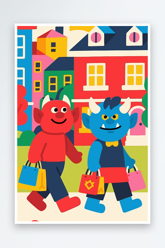 卡通兽人图标矢量插画图形元素-众图网