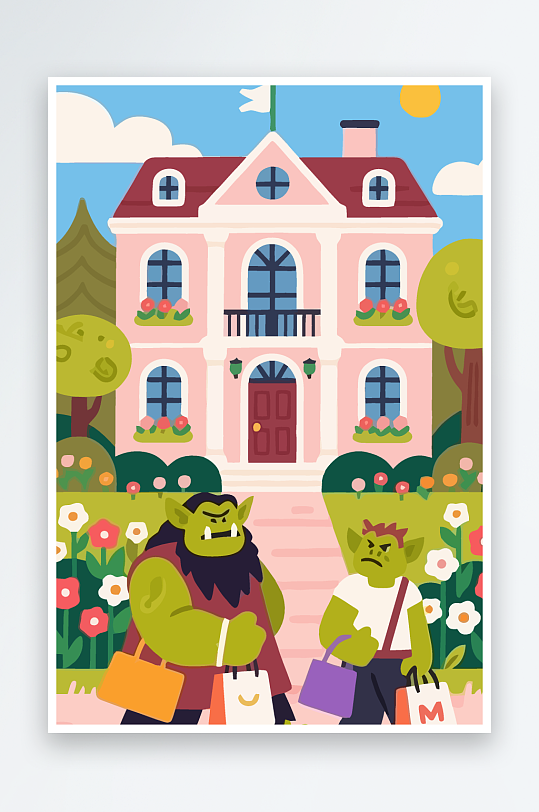 卡通兽人图标矢量插画图形元素-众图网