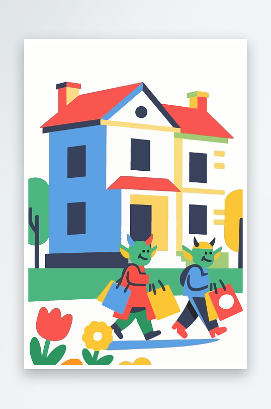 卡通兽人图标矢量插画图形元素-众图网