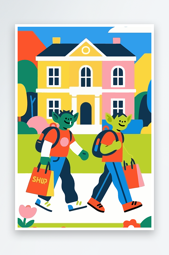 卡通兽人图标矢量插画图形元素-众图网