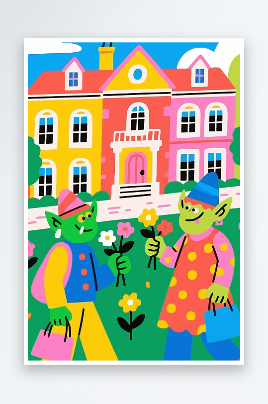 卡通兽人图标矢量插画图形元素-众图网